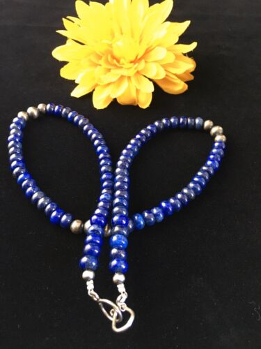 Native American Men's Lapis Lazuli Strand Necklace | Sterling Silver | 20" | 1735