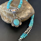 Navajo Blue Turquoise Pendant Necklace | Sterling Silver Pearls | Authentic Native American Handmade | 13220