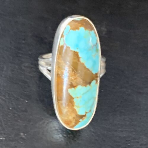 Native American Blue #8 Turquoise Navajo Ring | Sterling Silver | Sz 6.5 | 14032