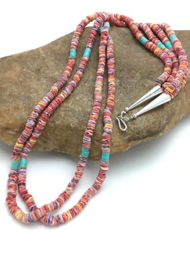 Southwestern Shell Turquoise Necklace | 2-Strand Sterling Silver | 27" | 2916