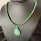 Navajo Green Turquoise Pendant Necklace | Sterling Silver Beads | Authentic Native American Handmade | 13307
