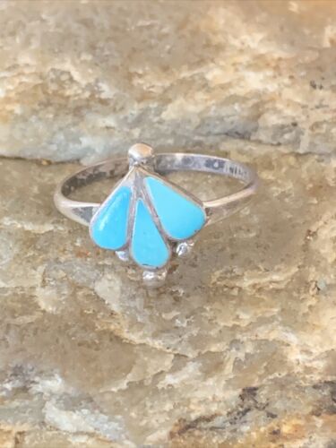 Southwestern Old Pawn Navajo Blue Turquoise Ring | Sterling Silver | Sz 8 | 10784