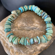 Men's Women's Stretch Bracelet | Blue Green Turquoise Stone | 7" | 11827
