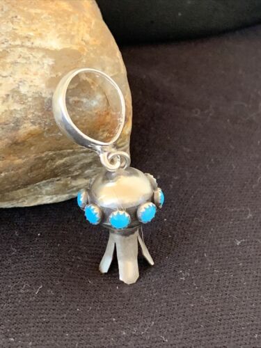 Navajo Turquoise Naja Pendant | Sterling Silver | Native American Handmade | 1" | 1047