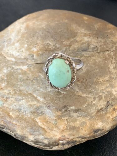 Southwestern Old Pawn Navajo Green Turquoise Ring | Sterling Silver | Sz 6 | 10815