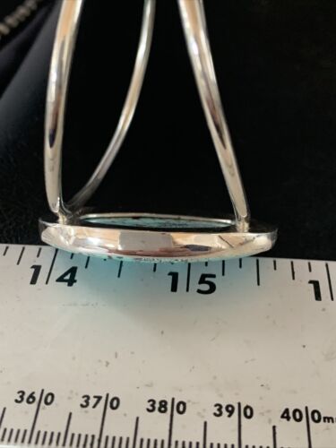 Women's Sterling Silver Blue Kingman Turquoise Cuff Bracelet | Authentic Native American Handmade | 14066