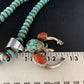 Navajo Sterling Silver Necklace | Blue Turquoise & Coral Naja Pendant | Authentic Native American Handmade | 13744