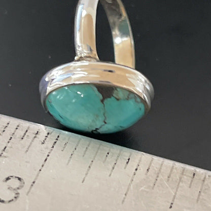 Navajo Spiderweb Blue Turquoise Ring | Sterling Silver | Sz 6.5 | Authentic Native American Handmade | 11442