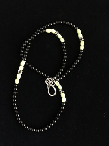 Native American Design Black Onyx Men's Necklace | Sterling Silver | 18" | 10014