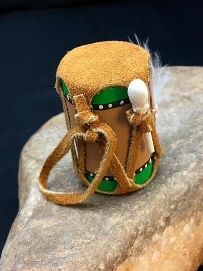 Handmade Leather Drum Car Charm | 2" Mirror Dangler | Miniature Model | 8932
