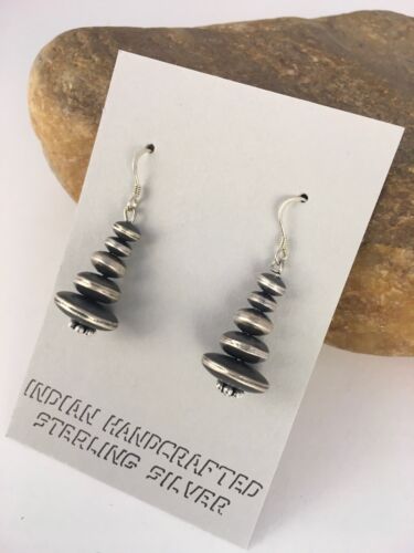 Native American Navajo Pearls Bead Earrings | Sterling Silver | 1.5" | 8861