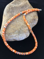 Navajo Graduated Spiny Oyster Necklace | Sterling Silver | 18" | Authentic Native American Handmade | 1775