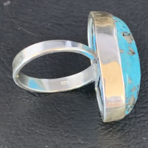 Navajo Blue Turquoise Adjustable Ring | Sterling Silver | Sz 8.5 | Authentic Native American Handmade | 14035