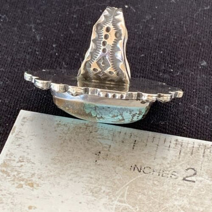 Navajo Green Royston Turquoise Ring | Sterling Silver | Sz 8 | Authentic Native American Handmade | 1476