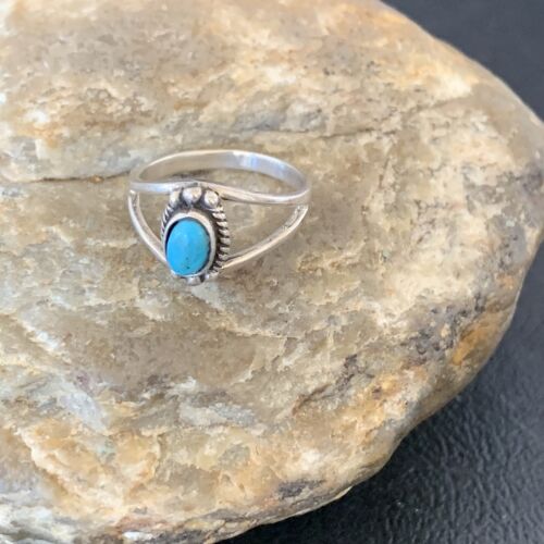 Native Old Pawn Navajo Blue Turquoise Ring | Sterling Silver | Sz 6.5 | 10771