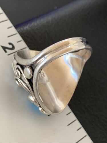 Navajo Feather Ring with Blue Kingman Turquoise, Coral, and Multi-Stone | Authentic Native American Sterling Silver | Sz 11 | 12216