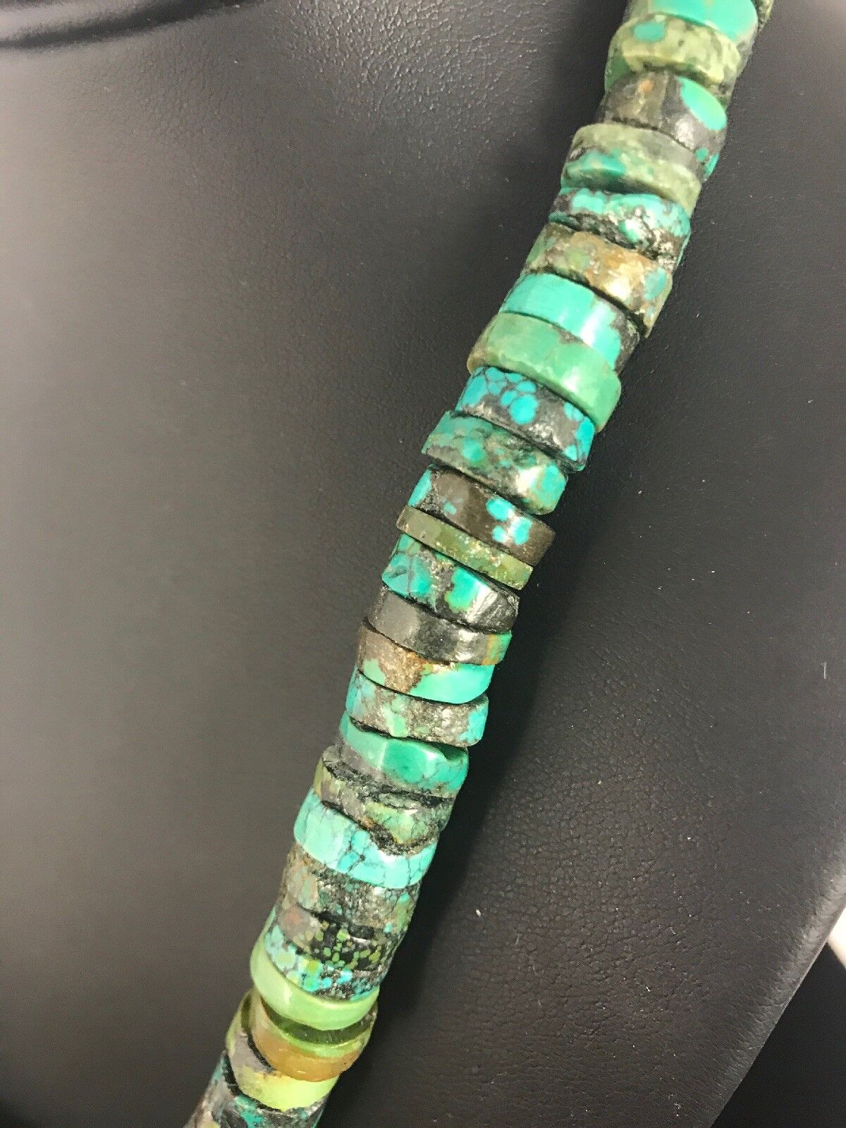Navajo Turquoise Heishi Bead Necklace | 12mm | Sterling Silver | Authentic Native American Handmade | 20" | 3406