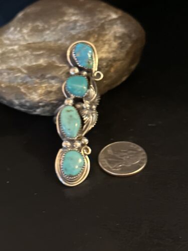 Navajo Blue Kingman Turquoise Multi-Stone Ring | Authentic Native American Sterling Silver | Sz 8 | 14495