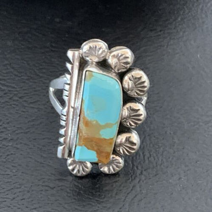 Native American Men's Sterling Silver Blue Turquoise #8 Ring | Sz 9.5 | 02169
