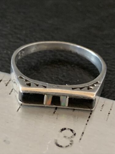Navajo Black Onyx Opal Inlay Ring | Sz 7 | Authentic Native American Handmade | 11143