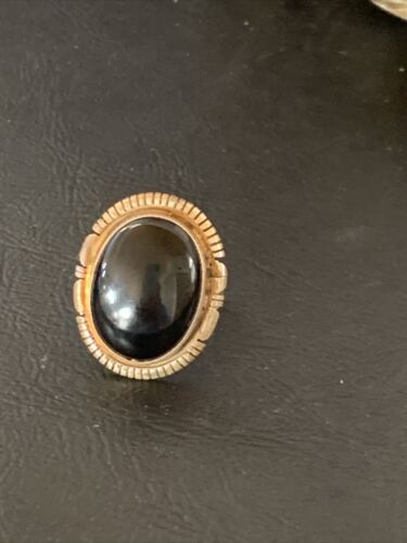 Native American Old Pawn Navajo Black Onyx Ring | Handmade Sterling Silver | Sz 7 | 11948