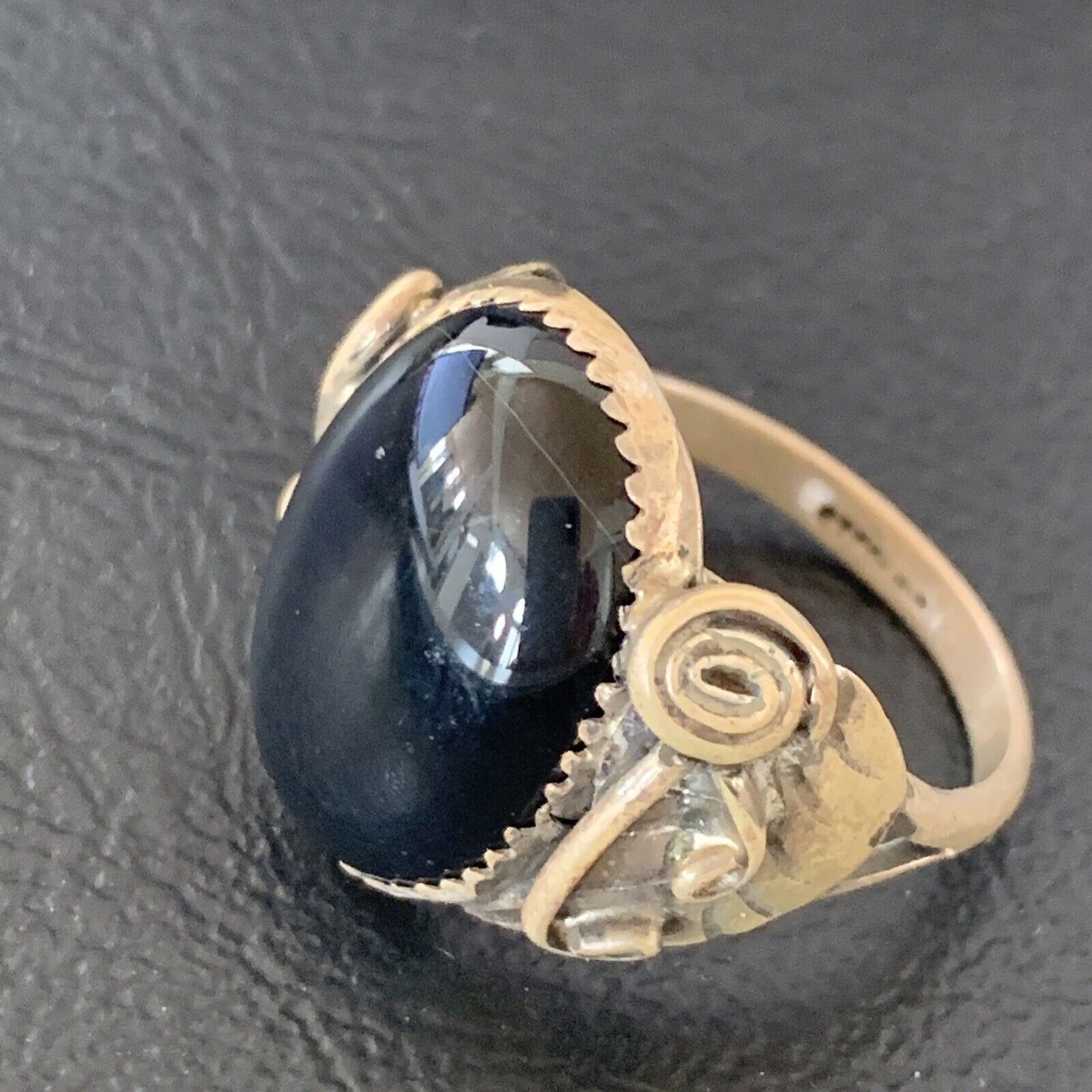 Native American Old Pawn Navajo Black Onyx Ring | Sterling Silver | Sz 9.5 | 11952