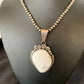 Men's Navajo White Buffalo Turquoise Pendant Necklace | Sterling Silver | Authentic Native American Handmade | 11846