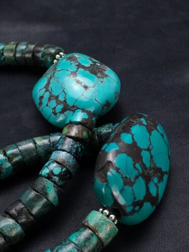 Navajo Turquoise Heishi Chunky Necklace | Sterling Silver | 20" | Authentic Native American Handmade | 2959