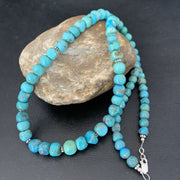 Men's Navajo Blue Turquoise Bead Necklace | Sterling Silver | 26" | Authentic Native American Handmade | 10622
