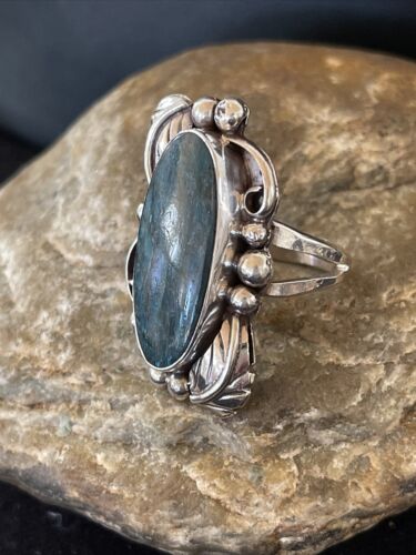 Navajo Blue Lapis Ring | Sterling Silver | Sz 9 | Authentic Native American Handmade | 1207