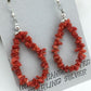 Native American Sterling Silver Navajo Red Coral Earrings | 2" | 1086