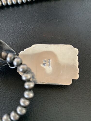 Navajo Denim Lapis Necklace with Pendant | Sterling Silver Pearls | Authentic Native American Handmade | 12440