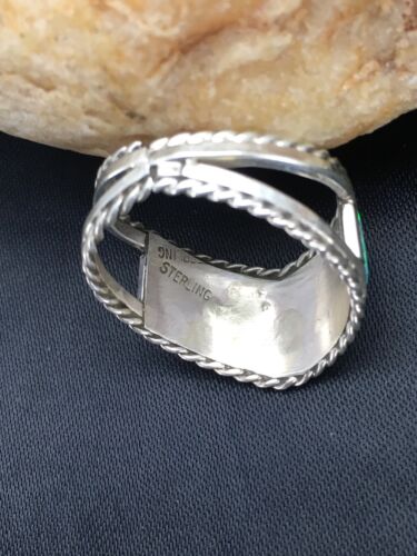 Native American Navajo Blue Opal Inlay Ring | Sterling Silver | Sz 7.75 | 2785 - Masha USA