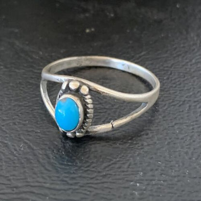 Southwestern Old Pawn Navajo Blue Turquoise Ring | Sterling Silver | Sz 9.5 | 10772