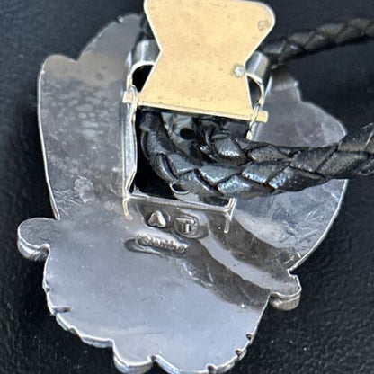 Men's Green Royston Turquoise Bolo Tie | Sterling Silver | Navajo | Authentic Native American Handmade | 14786