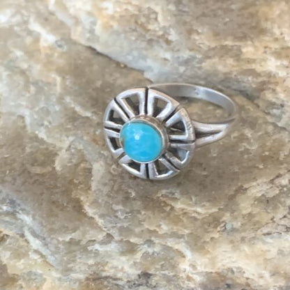 Native American Women's Navajo Blue Turquoise Inlay Ring | Sz 5 | Authentic Handmade | 11172 - Masha USA