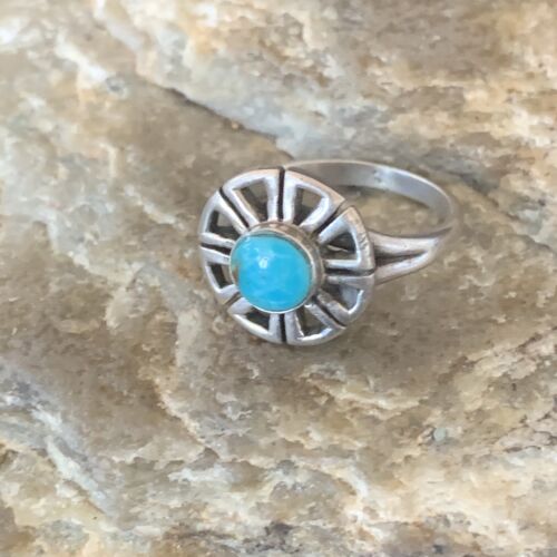 Native American Women's Navajo Blue Turquoise Inlay Ring | Sz 5 | Authentic Handmade | 11172
