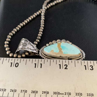 Men's Blue Royston Turquoise Pendant | Sterling Silver | 3" | Authentic Native American Handmade | 13938