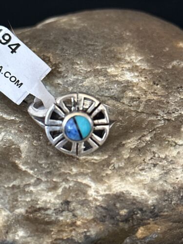 Southwestern Women's Navajo Blue Turquoise Lapis Inlay Ring | Sz 7.5 | 11194