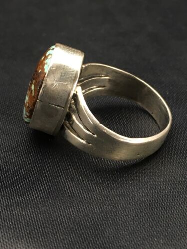 Southwestern Navajo Spiderweb Turquoise Ring | Sterling Silver | Sz 7.5 | 2871