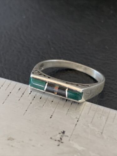 Native American Women's Navajo Green Malachite Onyx Inlay Ring | Sz 7 | 11153