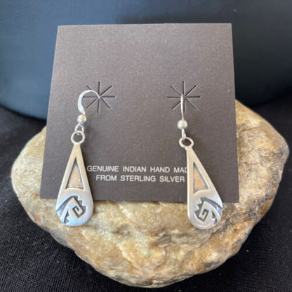 Native American Hopi Sterling Silver Dangle Earrings | Handmade | 01508