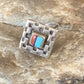 Navajo Blue Turquoise Coral Inlay Ring | Sz 5 | Authentic Native American Handmade | 13130