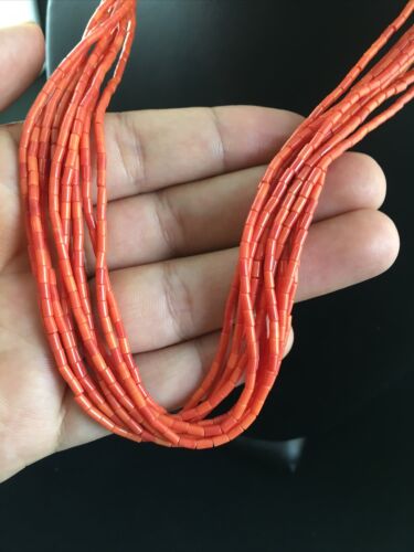 Native American Orange Spiny Heishi Necklace | 10 Strand | Sterling Silver | 20" | 10037