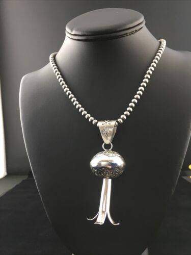 Navajo Sterling Silver Necklace | Large Naja Pendant 4" | Authentic Native American Handmade | 1673 - Masha USA