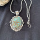 Men's Navajo Pearls Necklace Pendant | Sterling Silver | Blue Turquoise #8 | Authentic Native American Handmade | 526