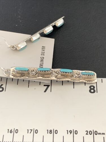Navajo Turquoise Dangle Earrings | Sterling Silver | 2" Long | Authentic Native American Handmade | 12122