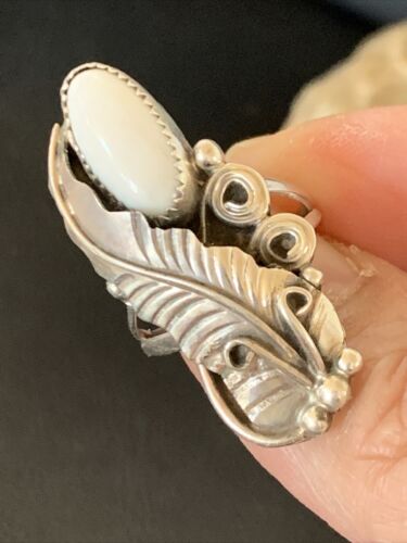Navajo White Buffalo Turquoise Ring | Sterling Silver | Sz 5.5 | Authentic Native American Handmade | 12183