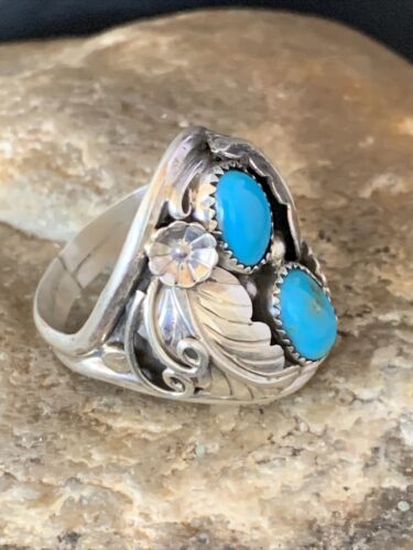 Navajo Kingman Turquoise Multi-Stone Ring | Authentic Native American Sterling Silver | Sz 10.5 | 14172