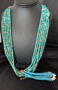 Native American Santo Domingo Spiny Blue Turquoise Shell Jacla Necklace | 36" | 13193